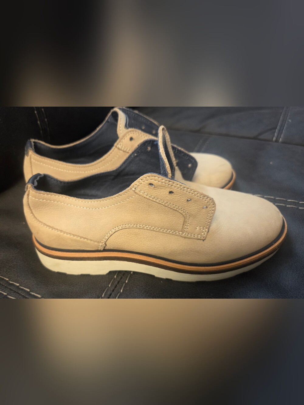 Kids  Casual Beige Suede Platform Shoe